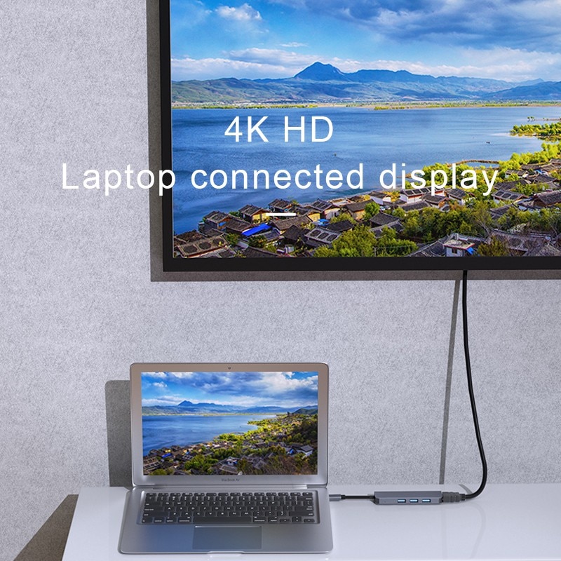 Bộ Chuyển Đổi 4 Trong 1 Type-C Sang Hdmi Usb3.0 4k Usb-C | BigBuy360 - bigbuy360.vn