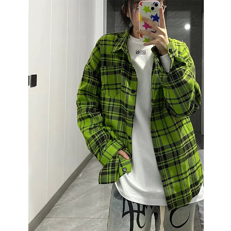 Áo Sơ Mi Cổ Bẻ Form Rộng Họa Tiết Sọc Theo Phong Cách Retro Dễ Phối Đồ