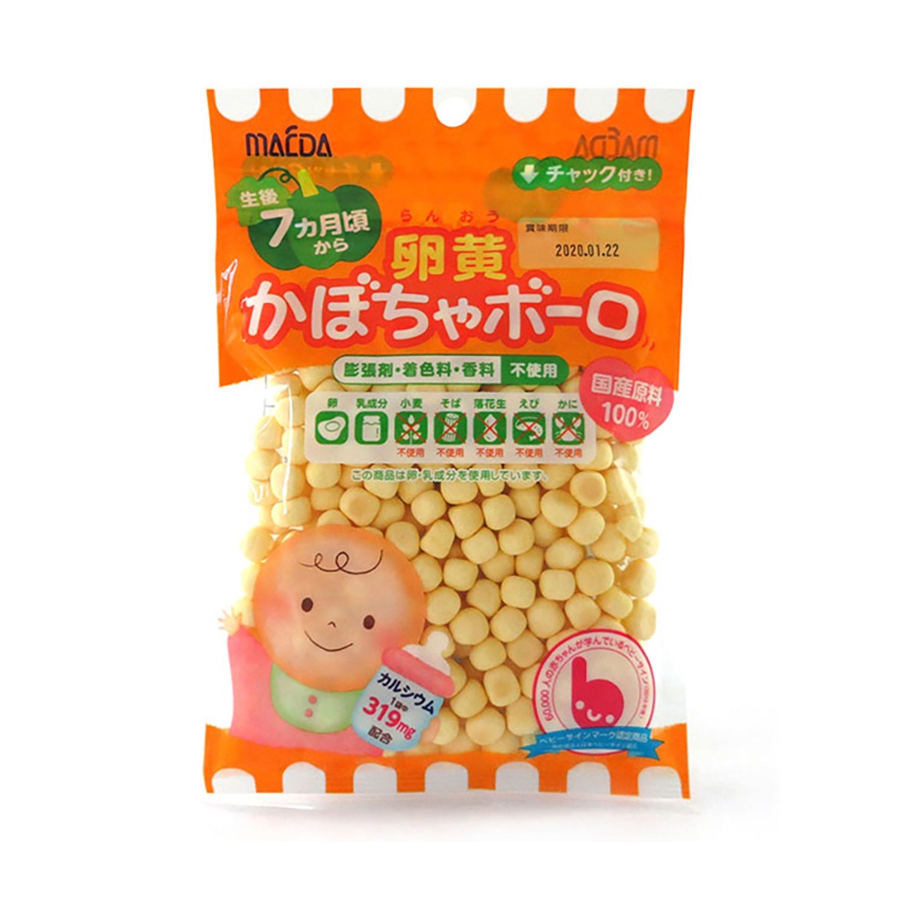 Bánh viên Boro lòng đỏ trứng &amp; bí đỏ cho bé từ 7 tháng tuổi ăn dặm Osaka Maeda 75g - Hachi Hachi Japan Shop