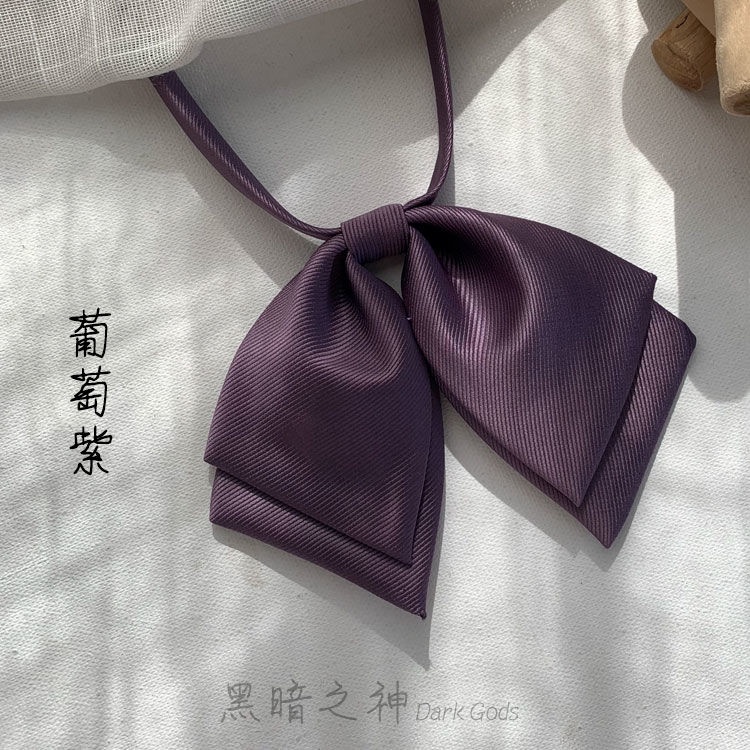 Cà vạt nơ đeo cổ áo sơ mi tay dài hai lớp màu trơn dành cho nữ