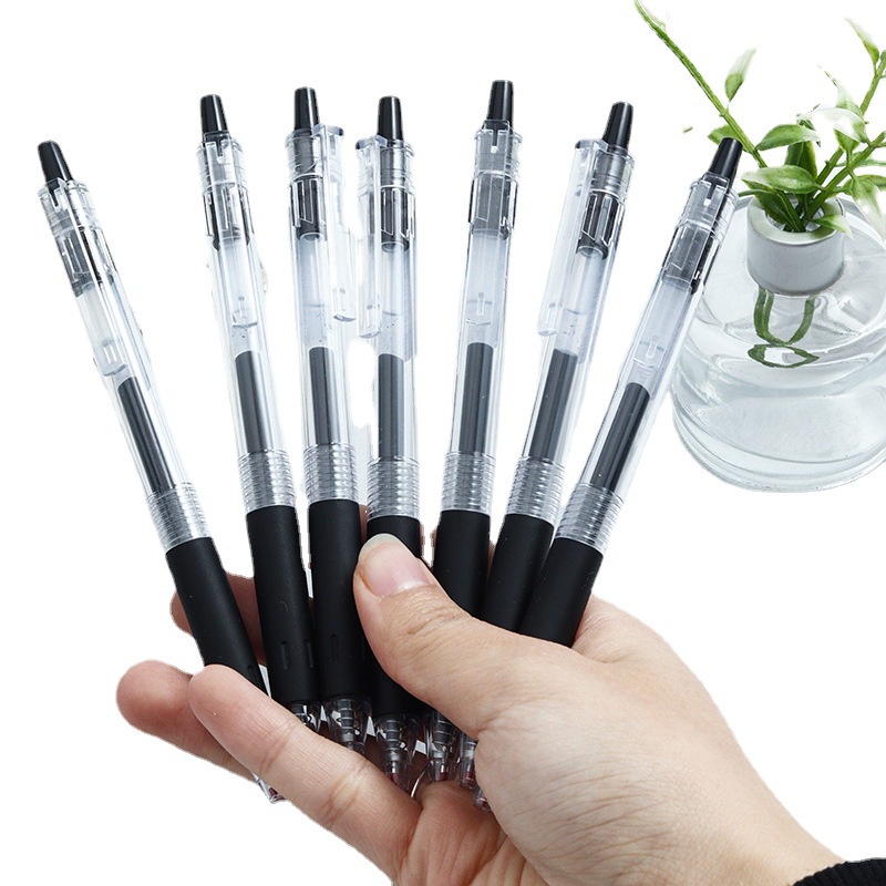 6 cái/hộp, bút bấm đầu ST màu đen, bút nước carbon, bút trung tính cho học sinh