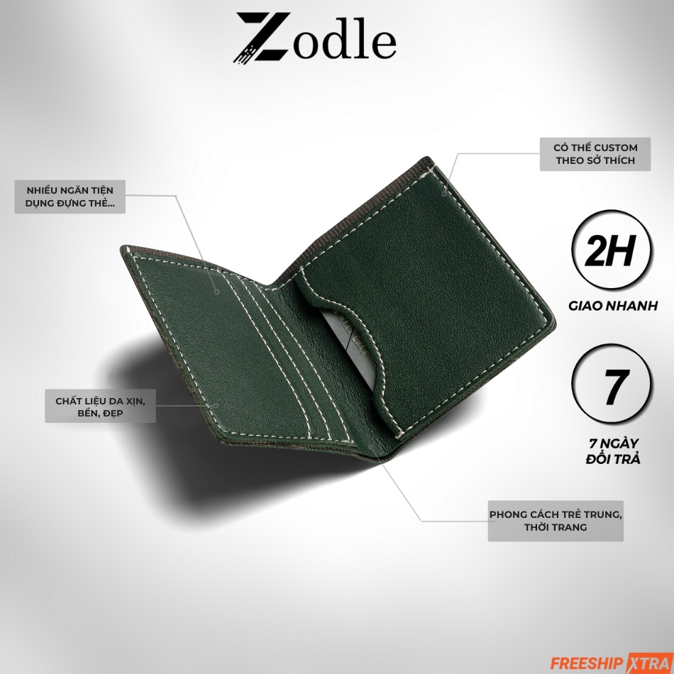 Bóp Ví Nam Mini Ví Da Nam nhỏ gọn cầm tay đựng tiền thẻ nhiều ngăn thời trang Zodle MN02