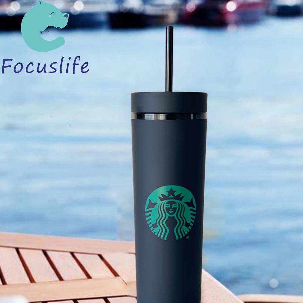 Starbucks double layer frosted straight cup straw cup 500ml high-quality