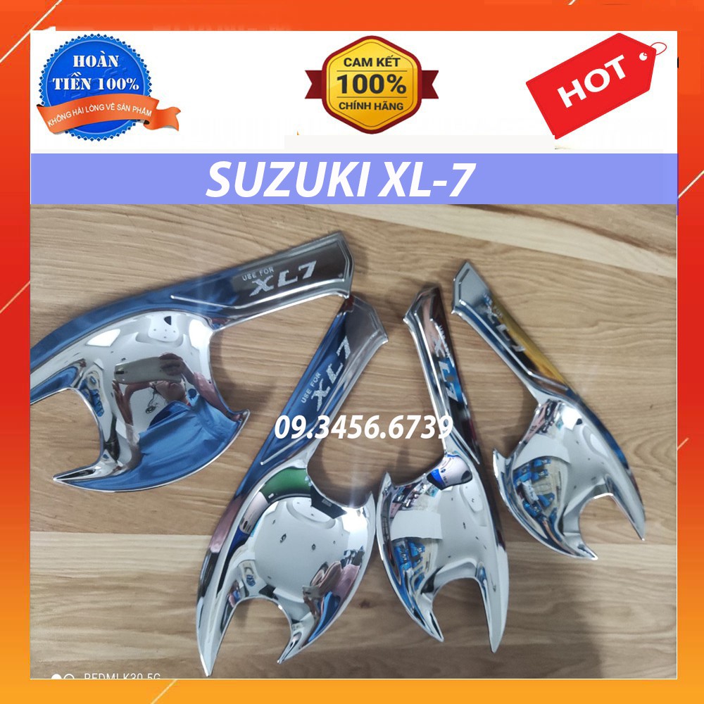 Ốp tay hõm cửa xe Suzuki XL7 2019 đến 2022 Mạ Crom Cao Cấp Chống xước tay cửa làm đẹp cho xe