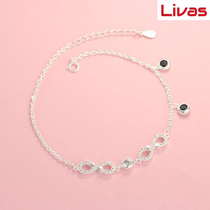 Lắc chân nữ bạc thật hình vô cực đính đá đẹp LCN0058 - Trang Sức LIVAS