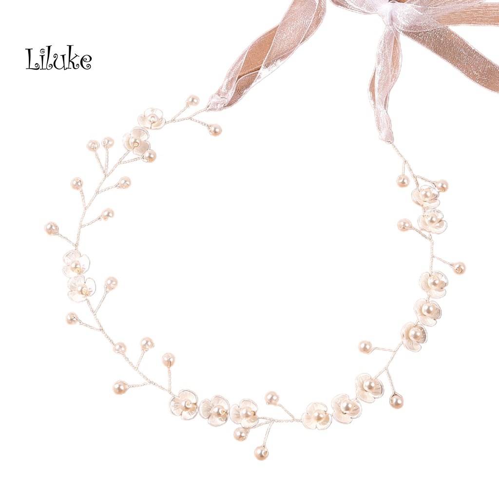 Băng Đô Hợp Kim Trang Trí Hoa Đính Ngọc Trai Giả Xinh Xắn Cho Nữ