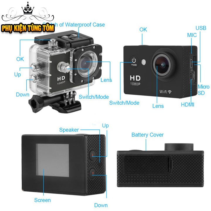 💥FREE SHIP 💥Camera hành trình xe máy Chống nước FULL HD 1080 Sport Cam A9 Full HD