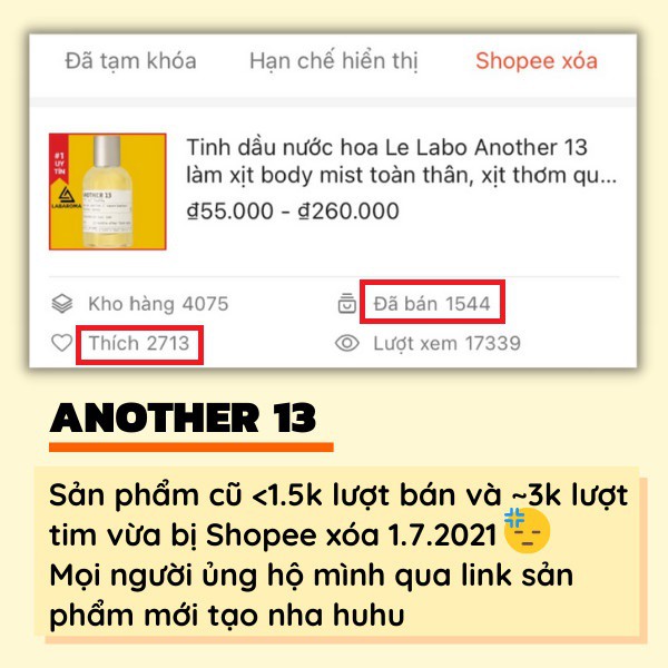 Tinh dầu nước hoa Le Labo Another 13 nam nữ thơm lâu cao cấp, mùi quyến rũ, làm thơm quần áo, treo xe hơi 10ml LabAroma | Thế Giới Skin Care