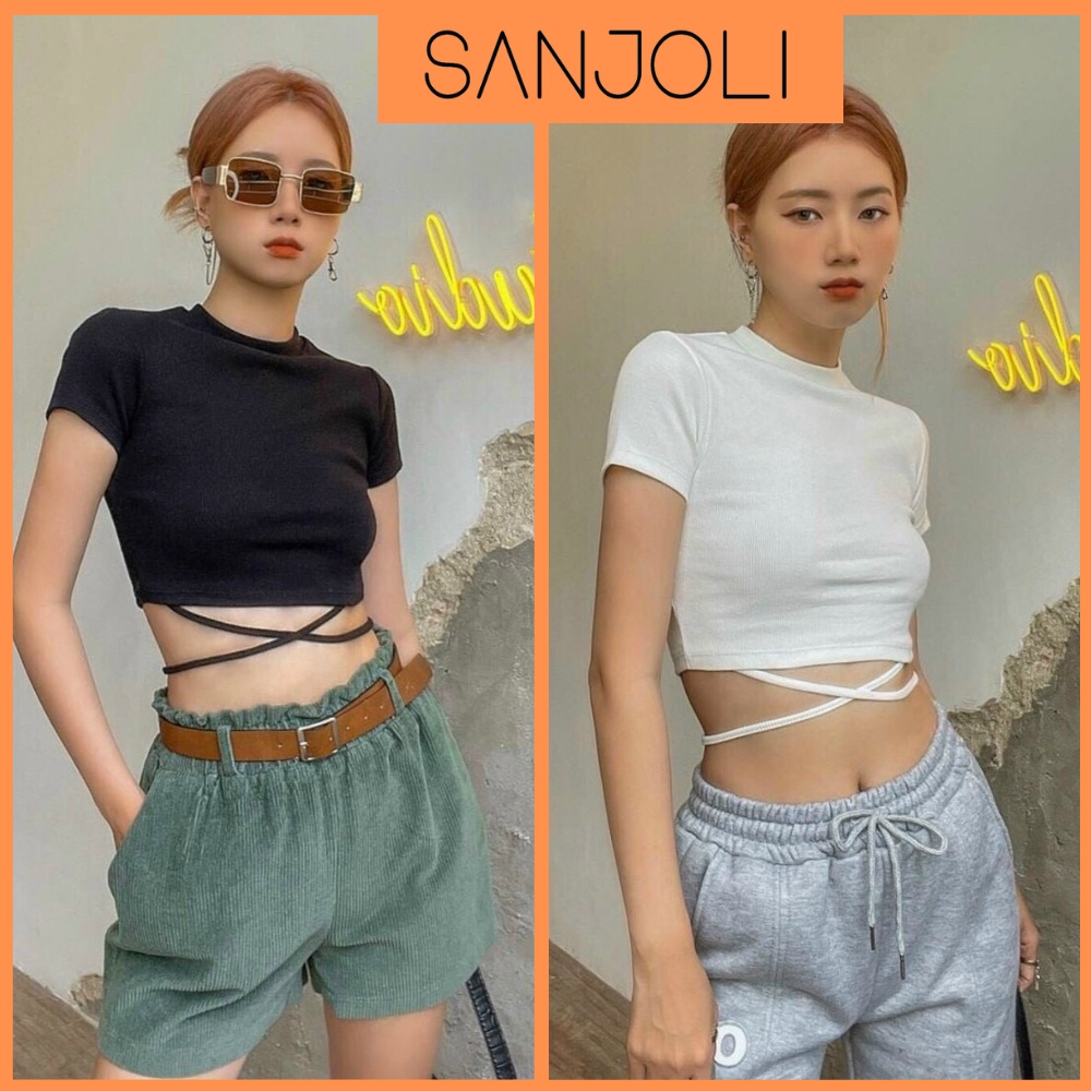 Áo Thun Croptop Kiểu Nữ Sexy Aos Crt Ôm Sát Body Thiết Kế Năng Động Ngầu Hàn Quốc SANJOLI AO039