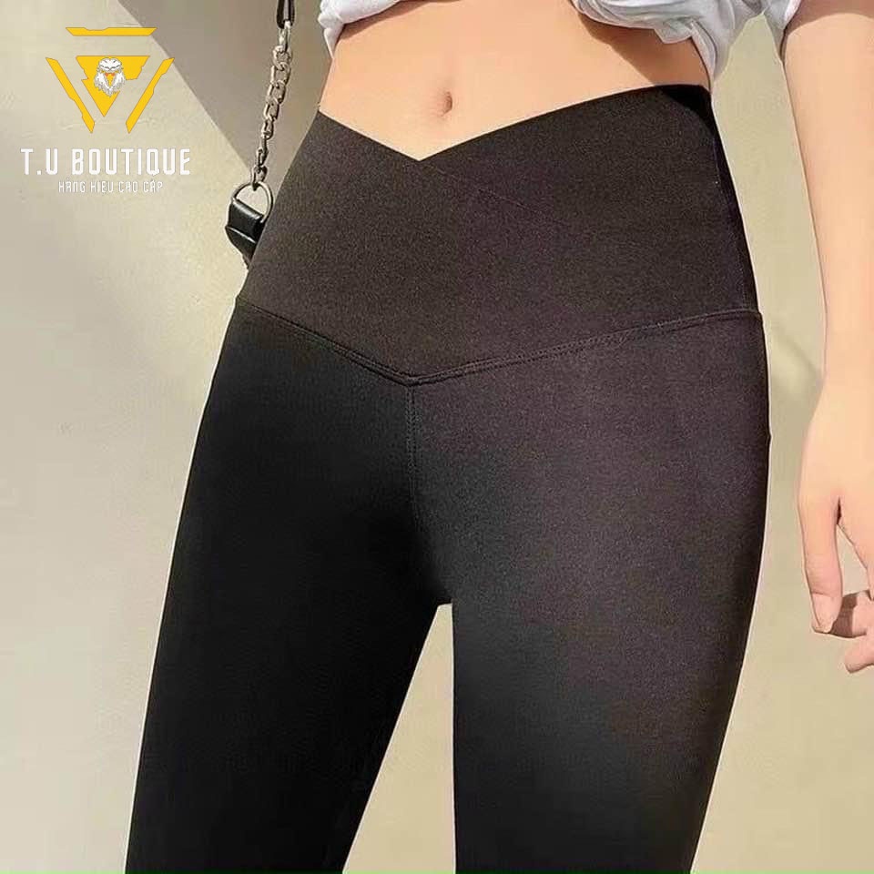 Quần legging nữ dài cạp chéo nâng mông chất liệu Umi Hàn co giãn 4 chiều H2