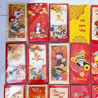 Combo 100 cái bao lì xì nhiều hình kèm túi bóng