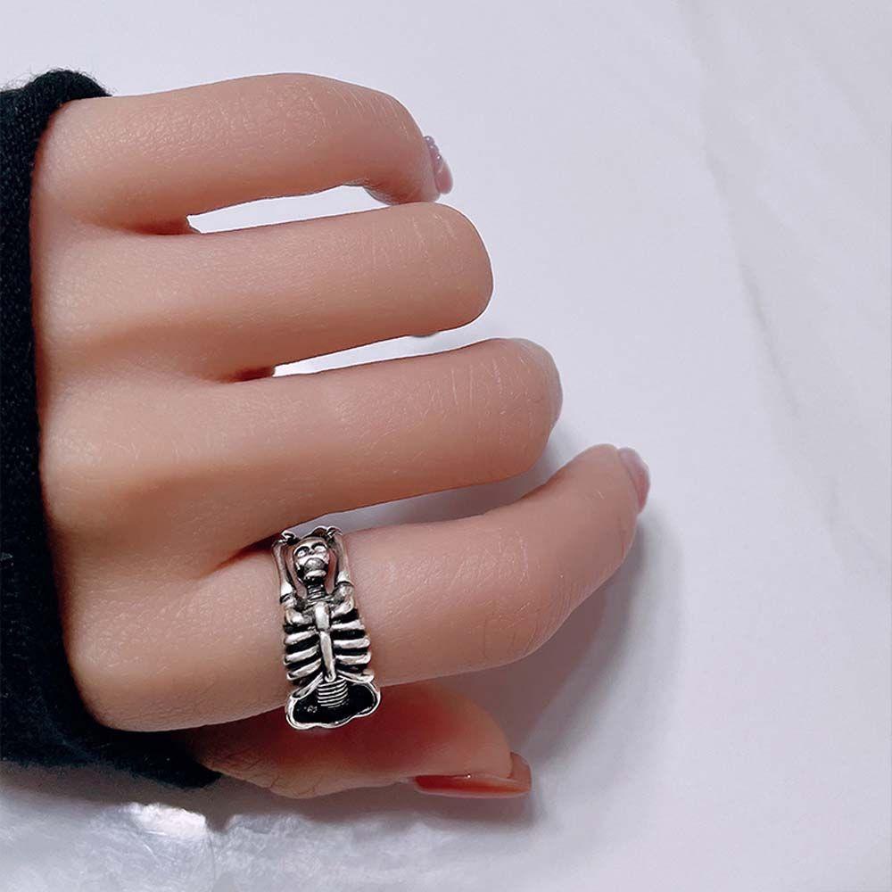 Nhẫn Hở Hình Đầu Lâu Bằng Đồng Phong Cách Punk Hip Hop Cá Tính