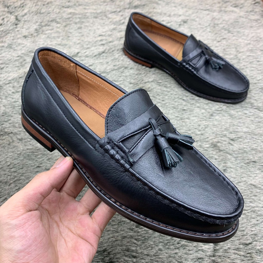 Giầy DIO công sở da bò thật đính băng chuông trang trí, giầy da nam cao cấp