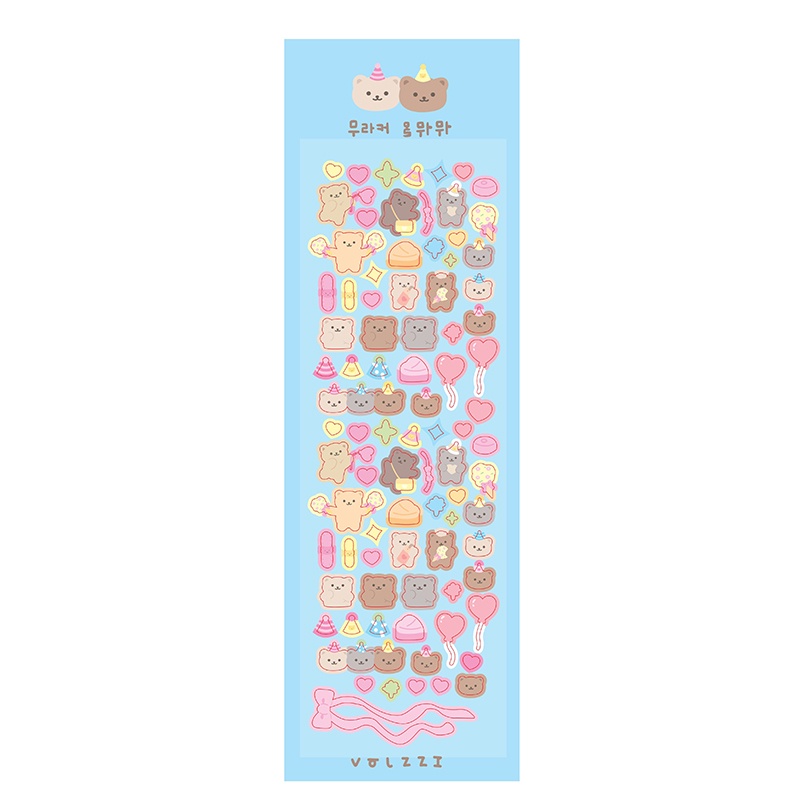 Sticker Dán Trang Trí Hình Gấu Hoạt Hình Lấp Lánh Đáng Yêu