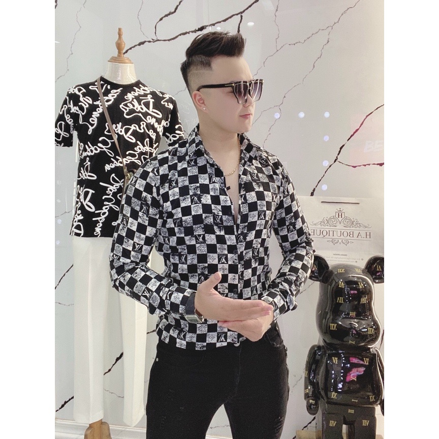 Áo sơ mi thời trang nam cao cấp form ôm chất lụa mềm co dãn SM808