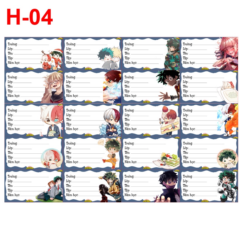 Nhãn vở anime MY HERO ACADEMIA