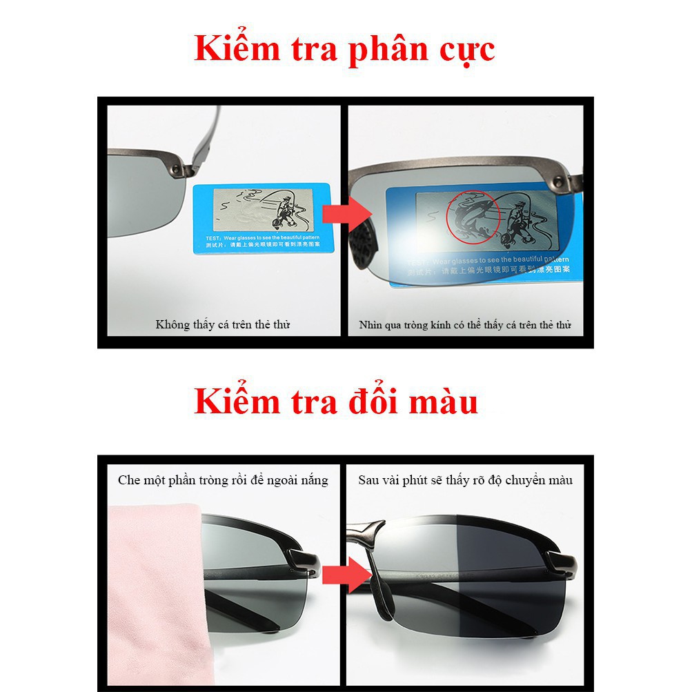 Kính đổi màu đi ngày và đêm AORON A3043 gọng Nhôm Magiê nhẹ,mắt kính polarized phân cực