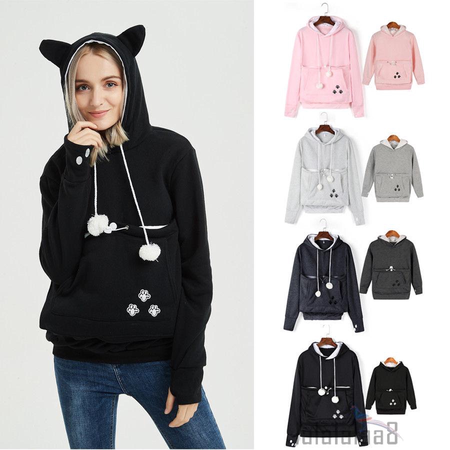 Áo Hoodie Tay Dài Mũ Tai Mèo Thời Trang Cho Nữ