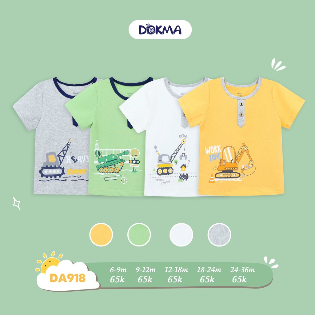 DA918 Áo cộc tay bổ trụ cotton Dokma (9-36M)