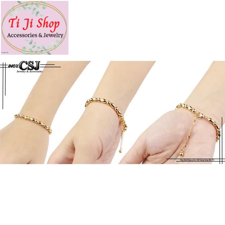 LẮC TAY NỮ INOX MẠ VÀNG BI HẠT GẠO - siêu đẹp,