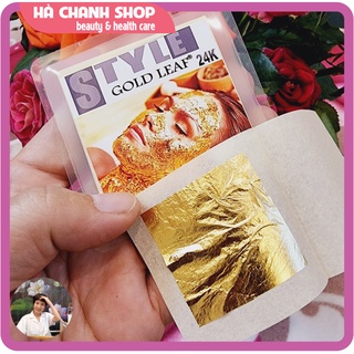 Mặt Nạ Vàng Lá 24K STYLE GOLD LEAF gói 10 Miếng Vàng Lá 24K Nguyên Chất Kích Thước 4.33 x 4.33cm Dưỡng Ẩm Làm Trắng Sáng