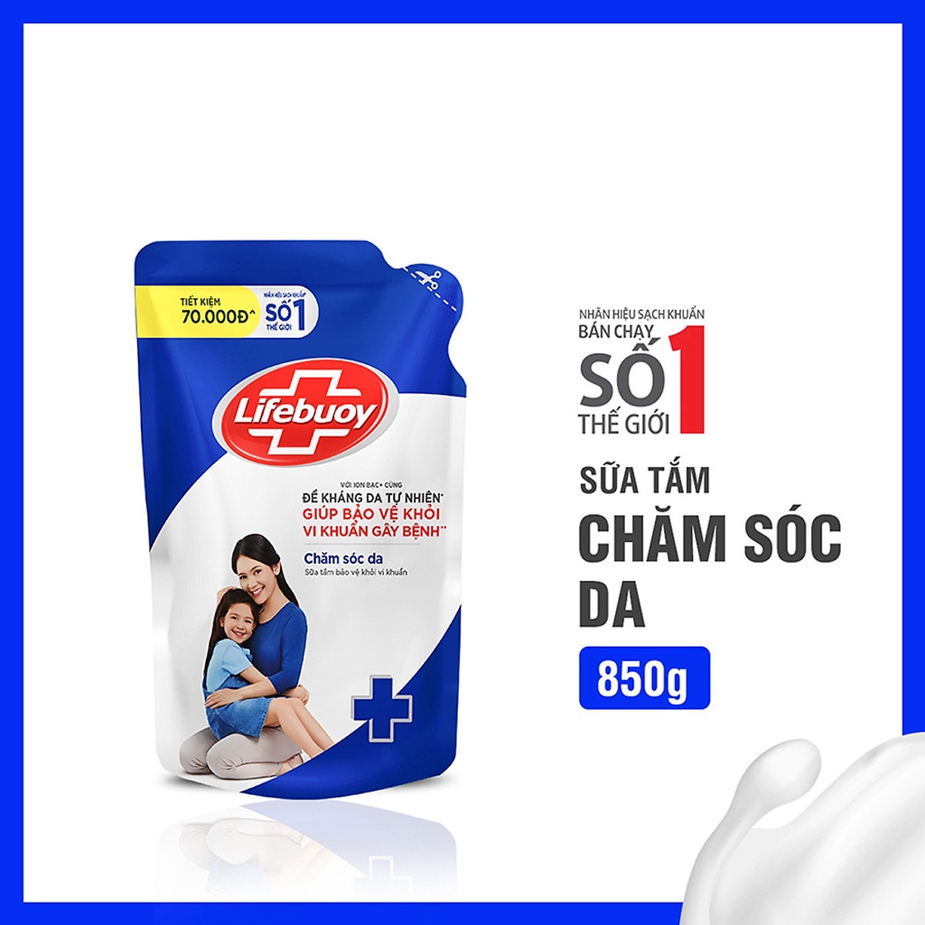 Sữa Tắm Lifebuoy Ion Bạc Chăm Sóc Da 1kg/Túi 850g siêu tiết kiệm