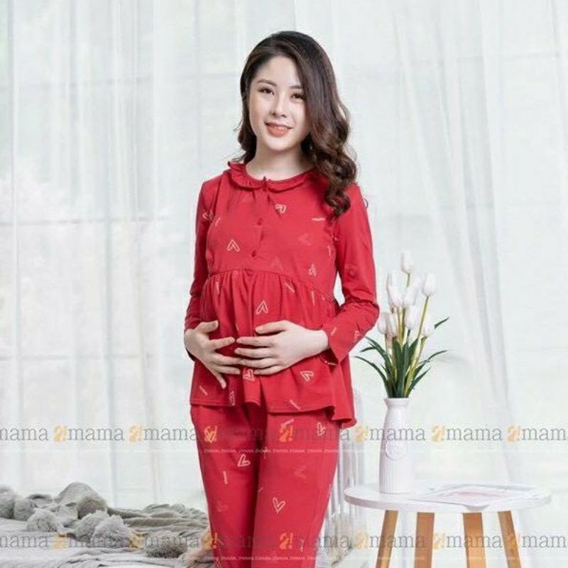 Bộ sau sinh và bầu, kéo khóa ngực cho con bú, chất đẹp cotton mềm mịn