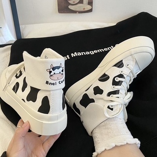 Giày vải Canvas cổ cao mũi bò 2021 dễ thương cho học sinh
