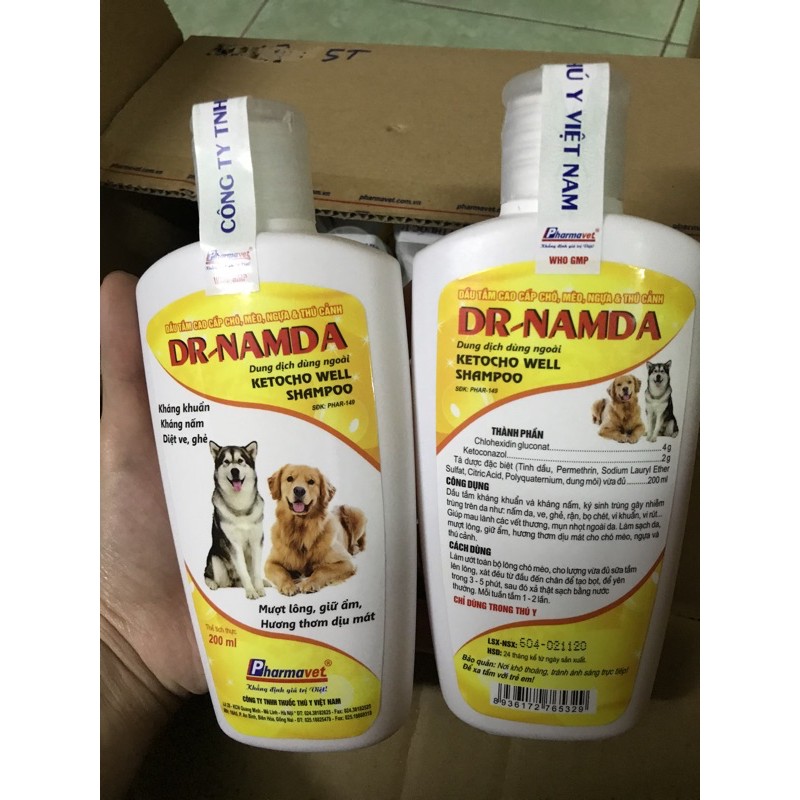 DR.NAMDA Dầu tắm cao cấp dùng cho chó mèo ngựa và thú cảnh 200ml