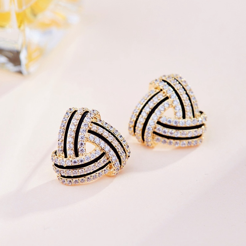 Bông tai khí chất tam giác cao Sense kim bạc