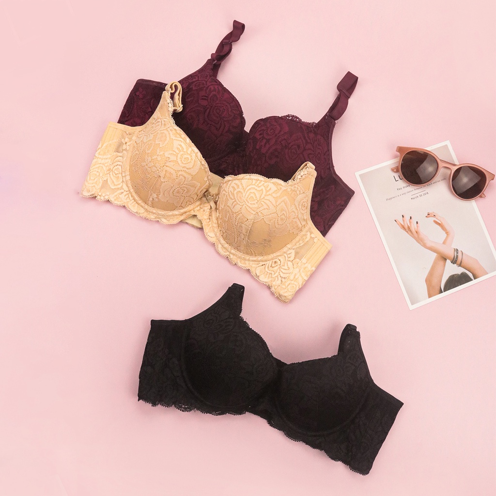 Áo Lót Nữ Ren Có Gọng Đệm Mỏng 1cm nâng ngực LUPERI bản lưng 4 móc chắc chắn cho ngực to ngực chảy xệ ngực bầu SP856