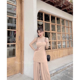Set dập ly áo 2 dây phối quần suông!