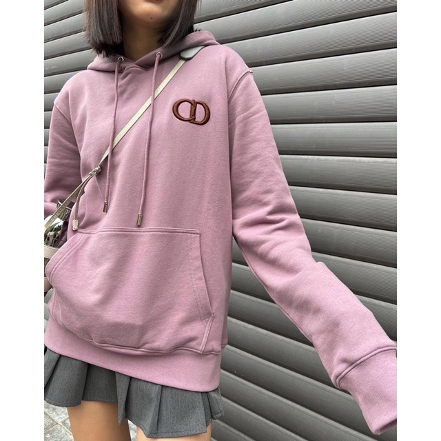 Áo hoodies nữ logo thương hiệu thời trang Dior CD cao cấp màu trơn
