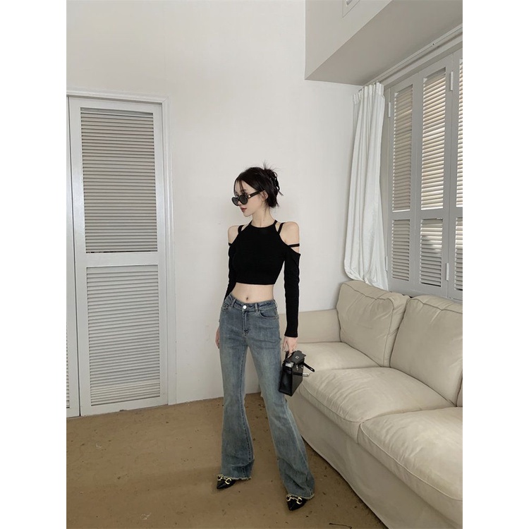 Áo thun COZOKC tay dài hở vai thời trang dành cho nữ