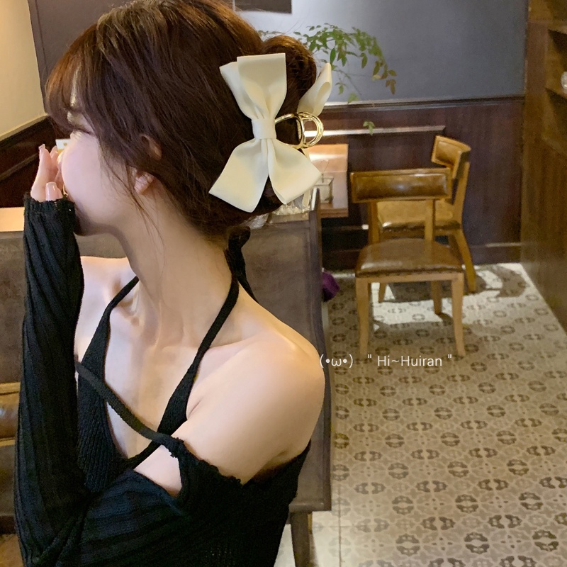 Kẹp tóc càng cua AY màu vàng trang trí nơ lớn thời trang thanh lịch dành cho nữ