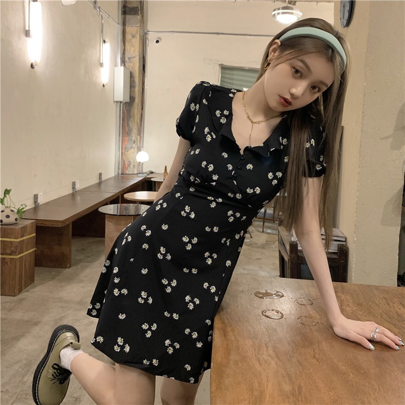 (freeship)Đầm hoa nữ style retro xinh xắn cho nữ-hàng order