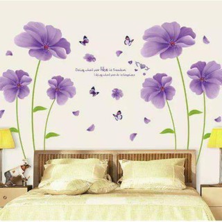 Decal dán tường nhành hoa tím xinh đơn