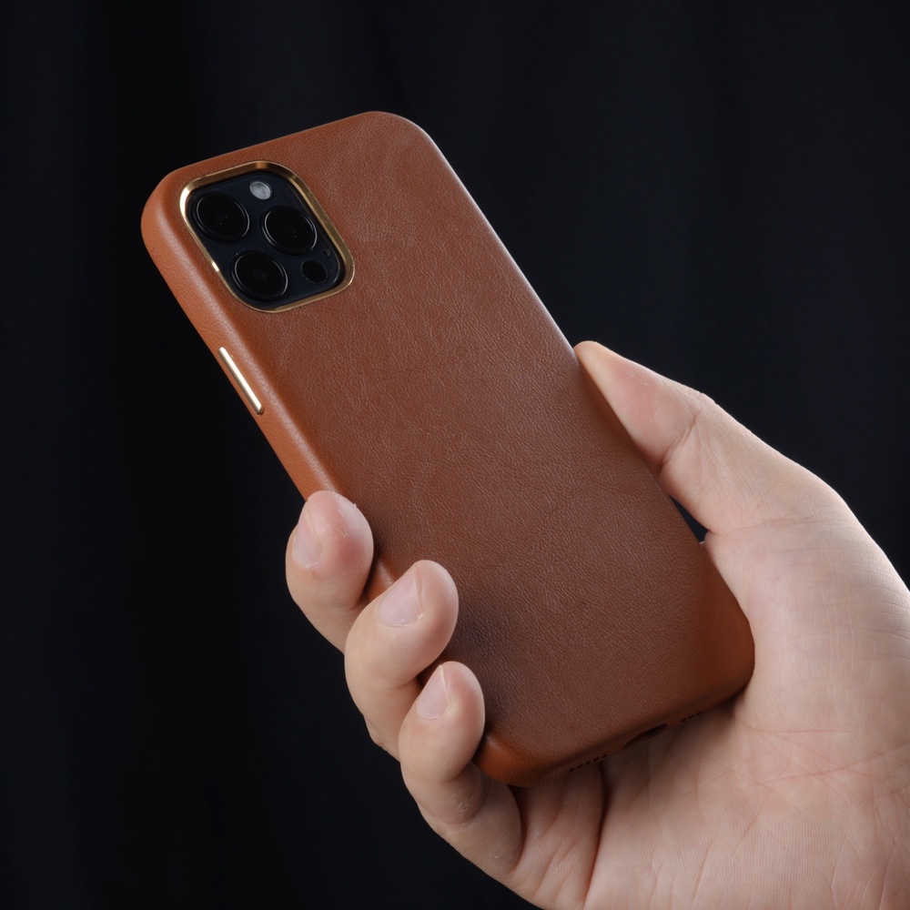 Sang Trọng Ốp Điện Thoại Da Phối Nút Kim Loại Dành Cho iphone 13 12 11 pro max x xs xr 7 8 plus