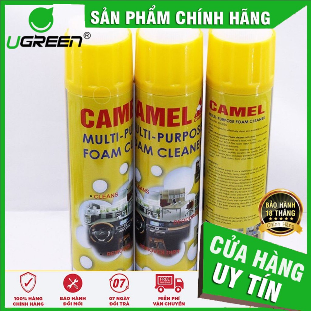 Chai Tạo bọt vệ sinh nội thất ô tô đa năng Dạng Bọt hiệu Camel siêu sạch , giúp tẩu sạc vết bẩn , an toàn cho da tay