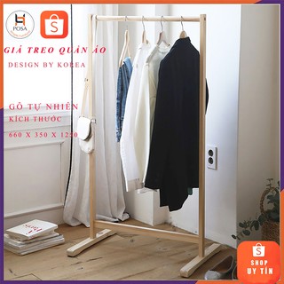 Giá treo quần áo thanh đơn gỗ tự nhiên ngang 68 cm