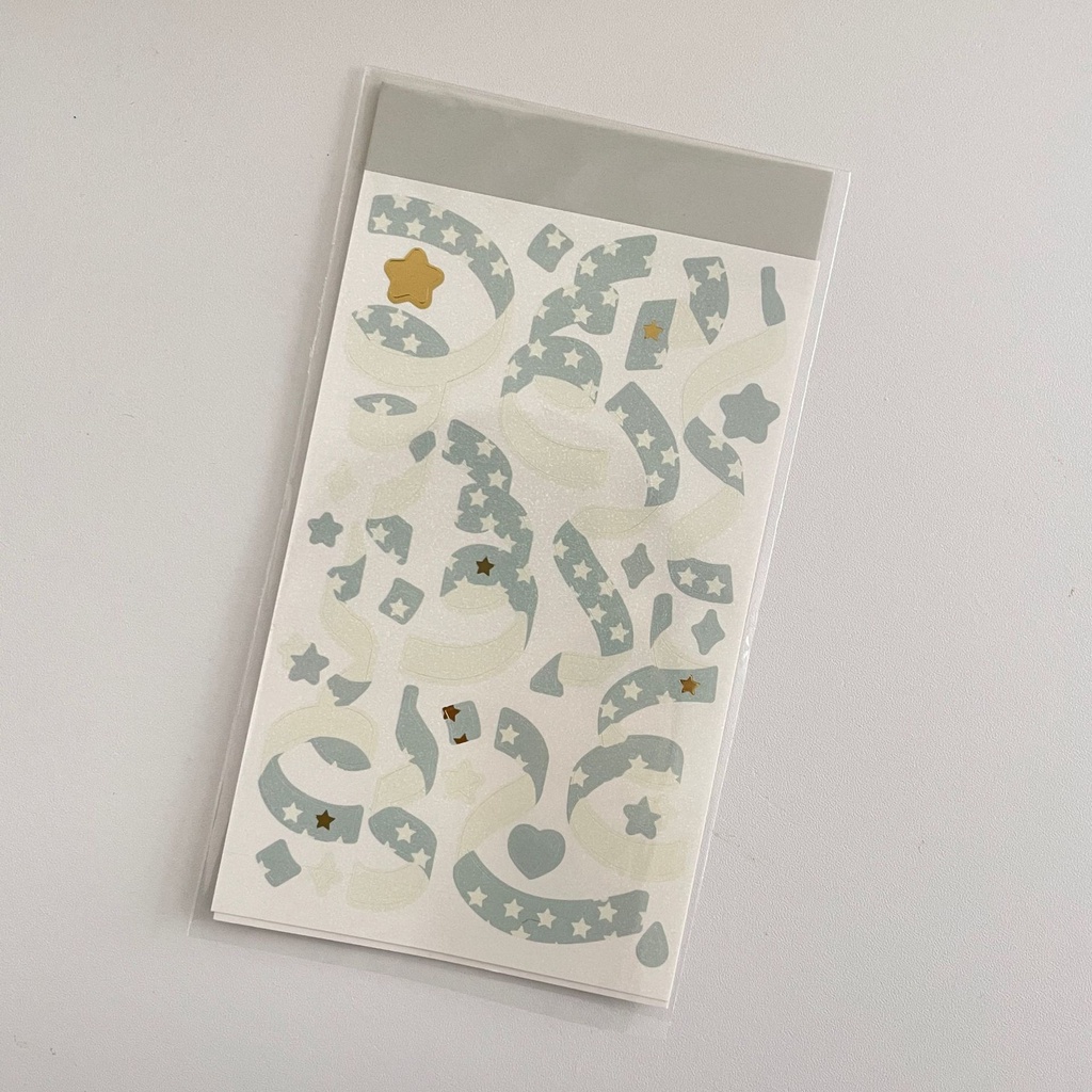 Steve Hình Dán Trang Trí Họa Tiết Ruy Băng Lấp Lánh Phong Cách Hàn Quốc