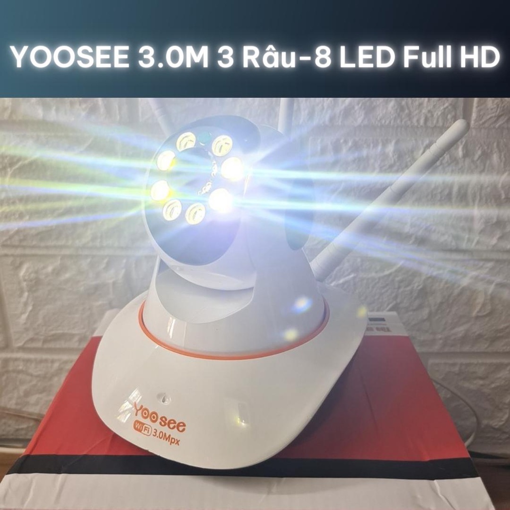 Camera Yoosee Wifi 3 Râu Xoay 360 Độ phân giải 3.0Mpx 1080p 8 LED, Quan sát ban đêm có màu - Bảo hành 12 tháng | BigBuy360 - bigbuy360.vn