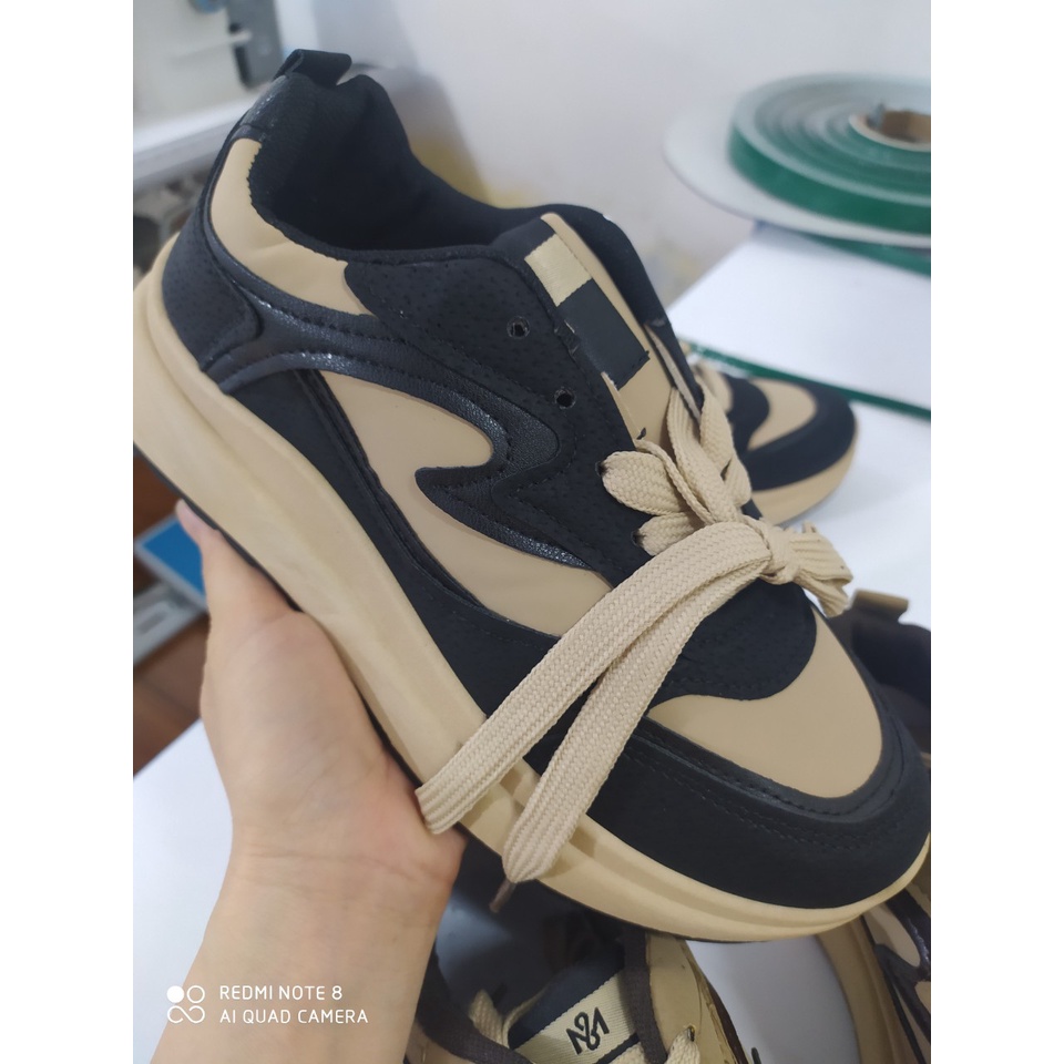 Giày thể thao nữ da mềm phối màu đế chống trơn trượt