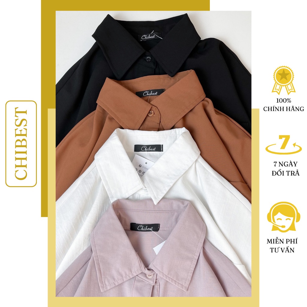 [Mã FAMARAL1 giảm 10K đơn 50K] Áo sơ mi nữ form rộng áo sơ mi tay lỡ gấp line CHIBEST AAA125
