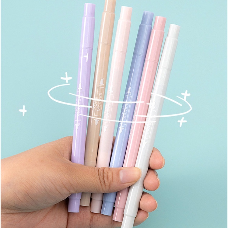 Bộ 6 Bút Đánh Dấu Hai Đầu Bảo Vệ Mắt Cho Học Sinh XL