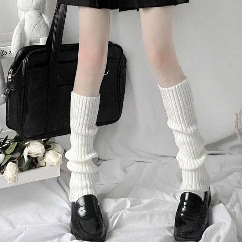 Vớ Len Đan Giữ Ấm Chân Dài Qua Gối Màu Kẹo Ngọt Thời Trang Thu Đông Cho Nữ