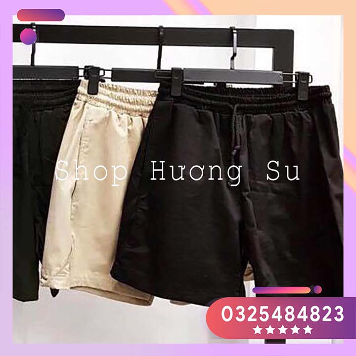 Unisex Quần Short Nam Nữ Cạp Chun Dây Rút Vải Kaki Cao Cấp-HươngSu (Q006)