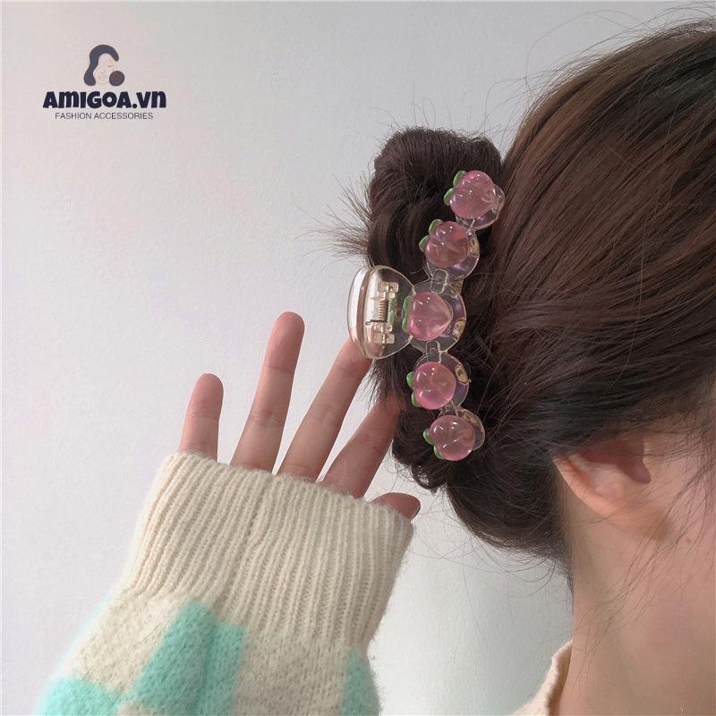✨✨Kẹp Tóc Hình Quả Đào Màu Hồng Trong Suốt 2022
