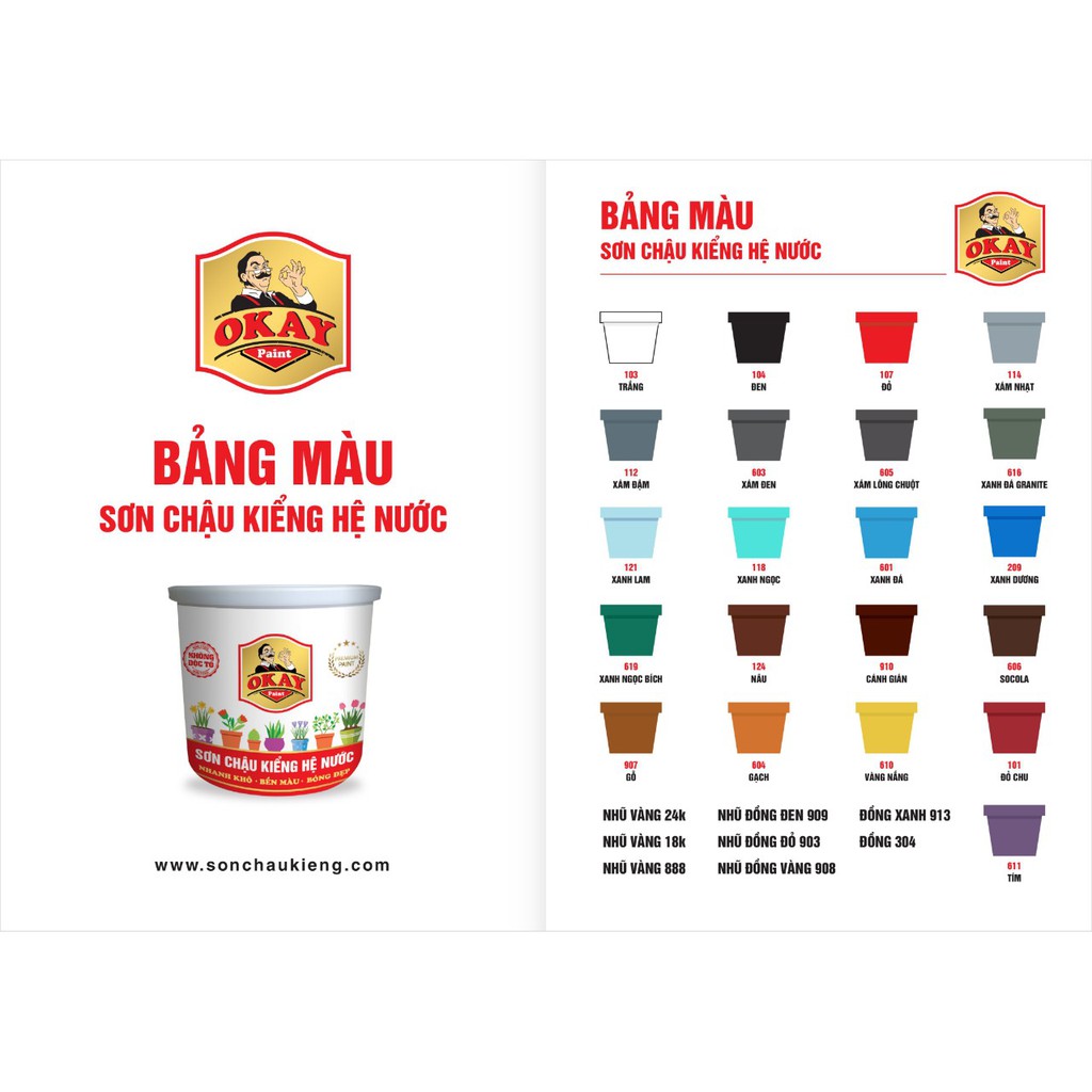 Sơn chậu kiểng hệ MÀU XANH NGỌC OKAY hoặc YES- 1 kg