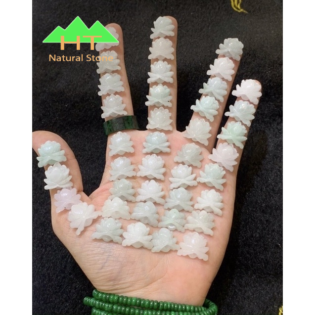 Vòng đeo tay dây cáp Bông Sen mix Đồng Điếu bạch Ngọc